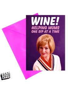 Поздравителна картичка  "Виното - помощ за майките - една глътка от време на време"